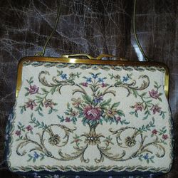 Vintage tapestry gold tone frame West Germany handbag