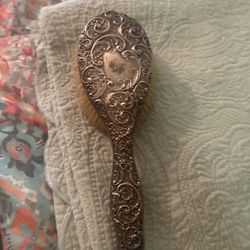 Antique Brush And Mirror Real Silver 