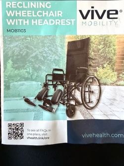 Vive Mobility Reclining Wheelchair with Headrest MOB1103