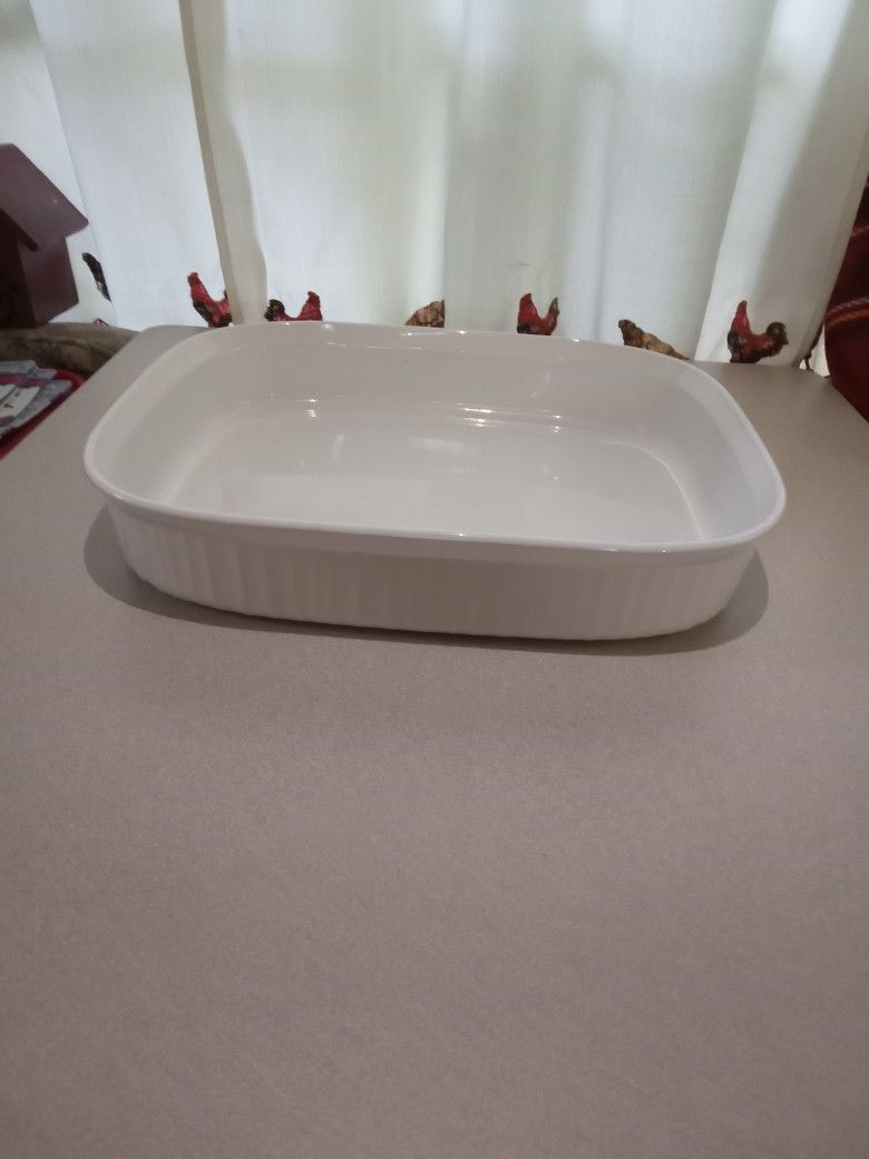 Corning Ware French White 4.5 Liter Open Roaster Lasagna Casserole Pan