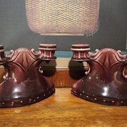 Burgundy Ceramic Candlestick Holders
