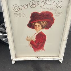 Vintage Glass Wood Frame Picture