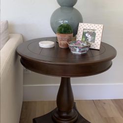 Espresso Brown Round Side Table 