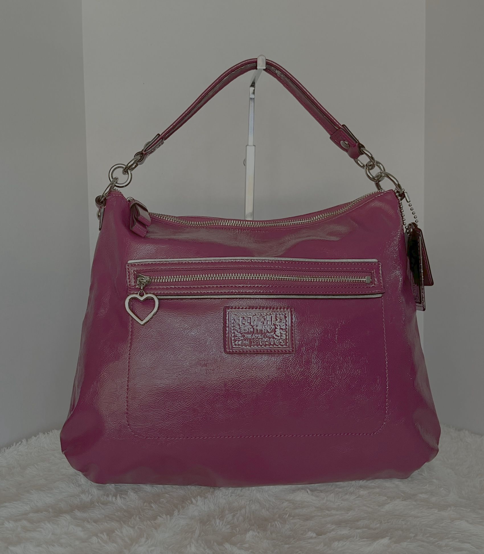 ✨Coach Poppy Daisy Liquid Gloss Berry purse Tote/Shoulder/Crossbody Bag - F20108 ✨