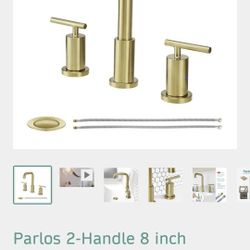 Parlos 2-Handle 8 inch Widespread Three Hole Bathroom Sink Faucet Supply Lines Basin Faucet Mixer Tap Brushed Gold (1434108)

