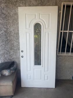 Metal wood front door ( height 80” x  mength 36” x  thickness 1 3/4”)