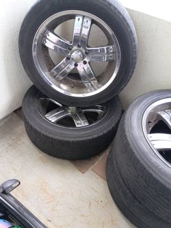 Chrome Aftermarket Wheels with Tires Set