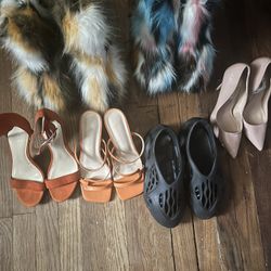 Boots Size 6 Heels Size 7 Blk Foam Slides Size 5 1/2
