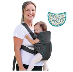 Infantino GraySwift Classic Carrier with Pocket, 2-Ways to Carry Carrier w/ Wonder Bib