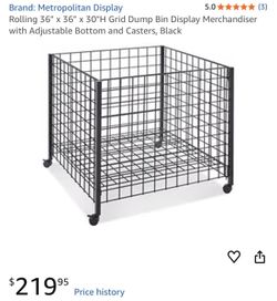 Dump Bin Retail Display Merchandise Rolling Storage Adjustable Sports ball Storage