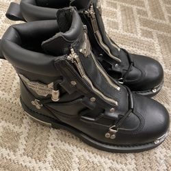 Mens HARLEY DAVIDSON 91680 BRAKE LIGHT Black Leather Motorcycle Riding Boots 8.5