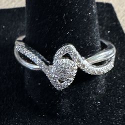 Natalista V Collister Sterling Silver Promise Ring With Diamond Accents New Without Tags