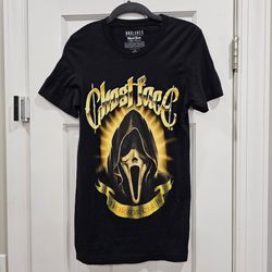 New BoxLunch Ghost Face Horror Club Graphic T-Shirt Black Gold Men XS / Women S