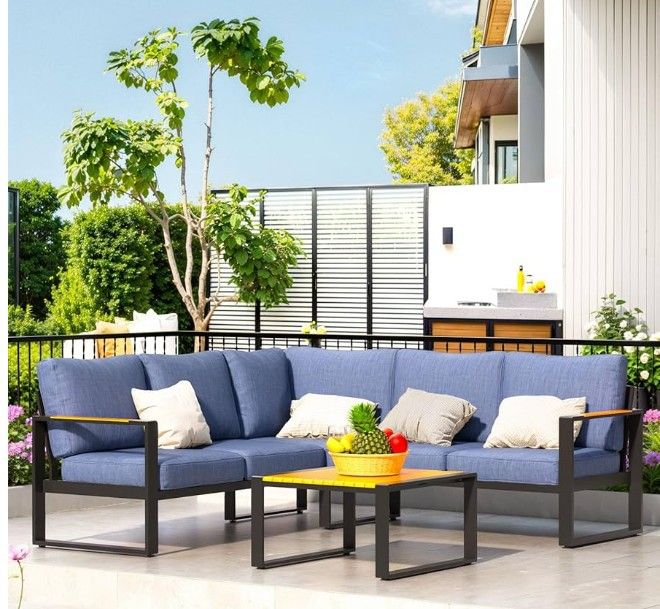 High Quality Patio Furniture Outdoor Patio Furniture Patio Sofa Set Aluminum Patio Clutch Aluminum Outdoor Sofa Aluminum Patio Set 5 InThick Cushions 