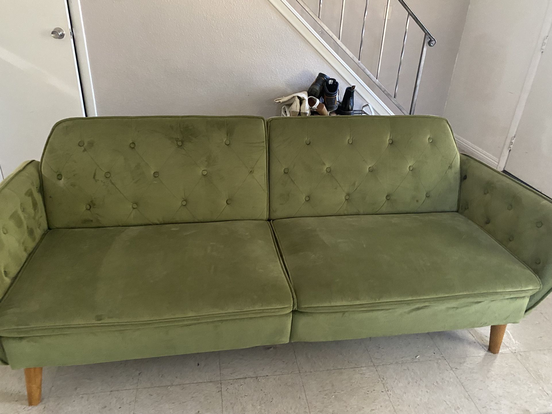 Green Velvet Futon Couch