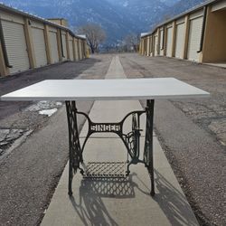 Antique Singer Sewing Table With Italian Marble Top