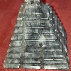Mayan Temple Pyramid Carved Marble Sculpture Paperweight 2 3/4" Square T11S071