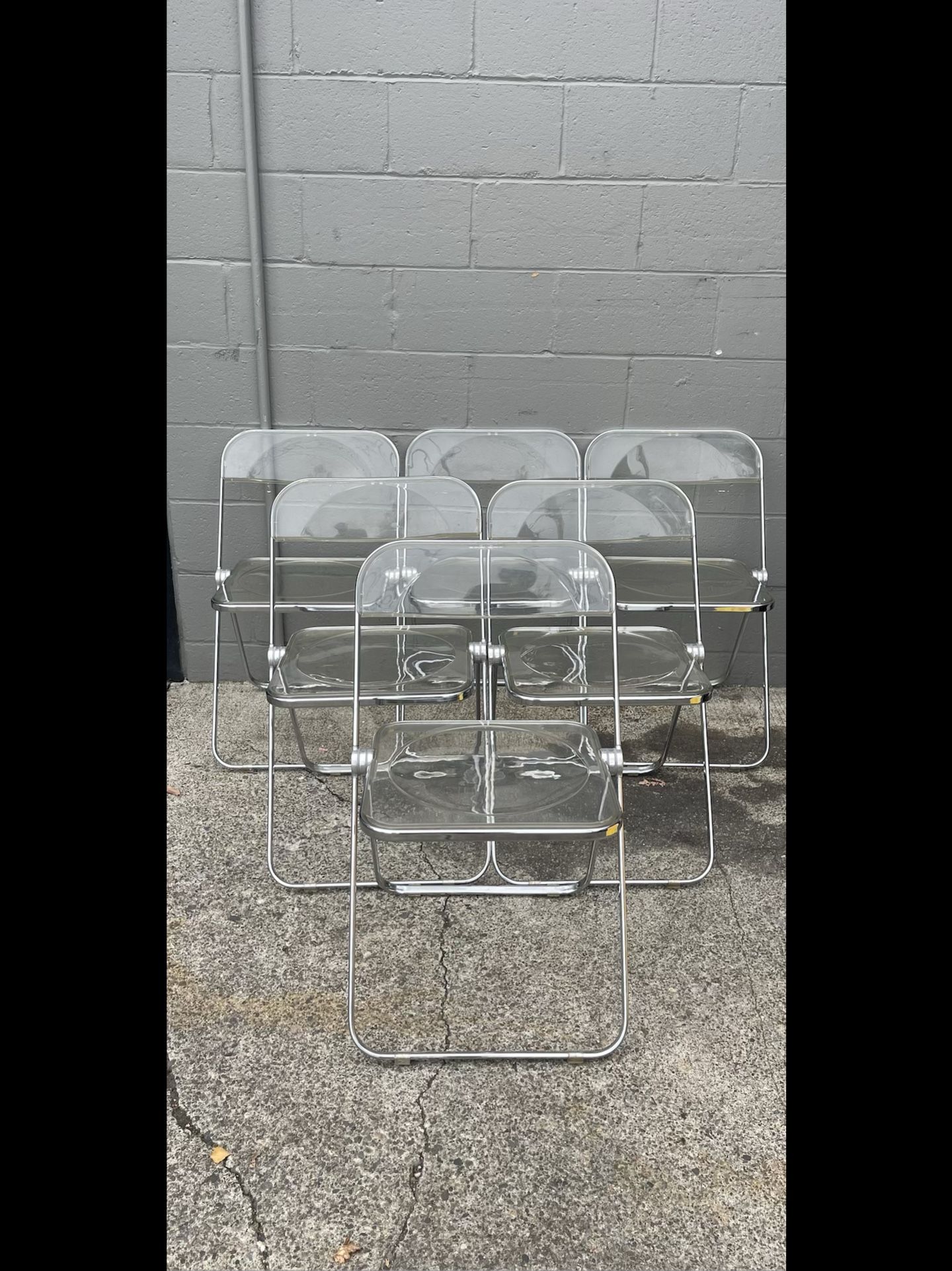 Vintage Mid Century Modern Clear Chrome Lucite Folding Chair Plia Anonima Castelli Italian
