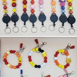 W I N N I E   T H E   P O O H beaded themed Retractable Keychain Lanyards or Beaded Wristlets  (PICK UP ONLY NE 93306)