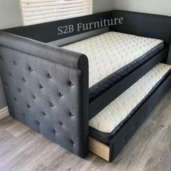 Twin Twin Grey Daybed With Ortho Mattress Included!!