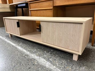 WORLD MARKET Light Fluted Door Media Stand in Coastal Oak