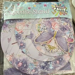 3 tier cupcake stand butterfly theme