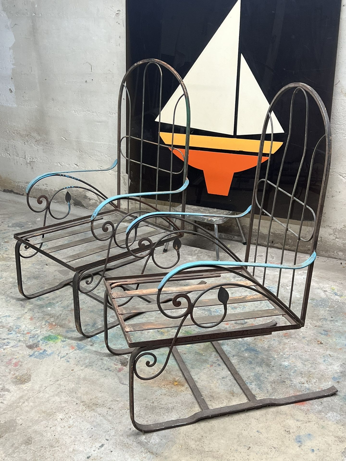 VINTAGE Heavy Metal/Steel Patio Chairs