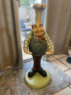 3ft Tall Happy Chef Statue In Perfect Condition 
