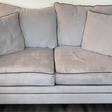 5-Piece Raymour and Flaningan Grey Sofa and Loveseat