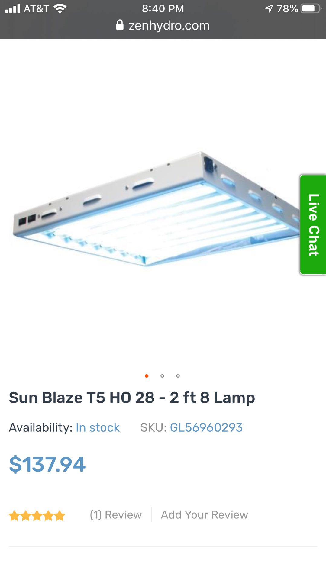 Sun Blaze T5 lamps- hydro, 3 total