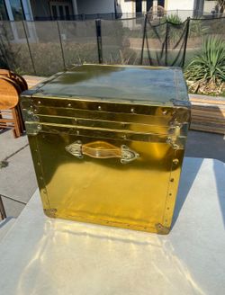 Vintage Brass Steamer Trunk - Gold