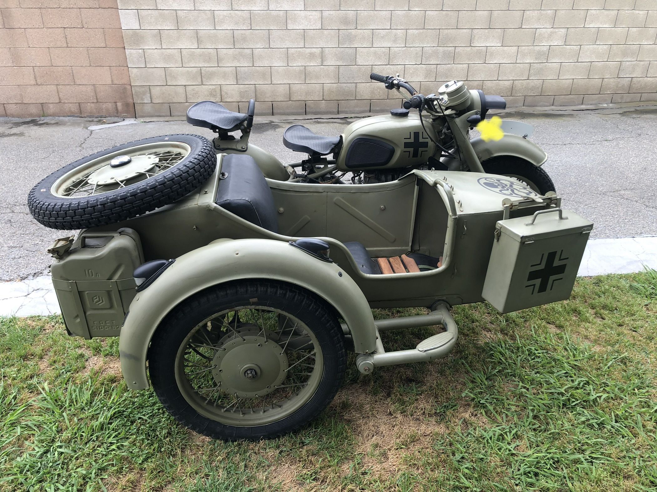 Vintage Military DNEPR Soviet Russian URAL Motorcycle WW2 German BMW mock Up