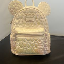 Disney Parks Mickey Mouse Icon Quilted Iridescent Loungefly Mini Backpack