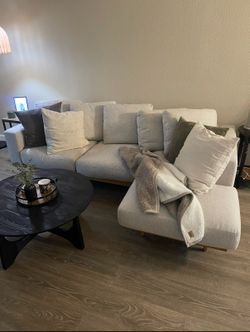 West Elm Cream w/ Gray Textured Couch