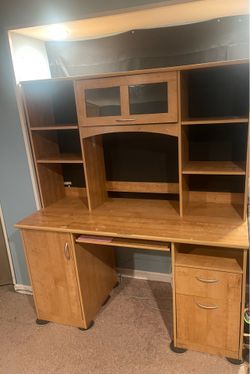 computer desk with a hutch