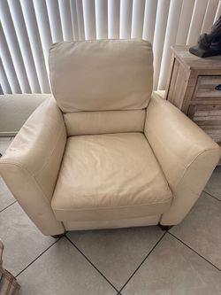 Cream Leather Accent reclining Chair