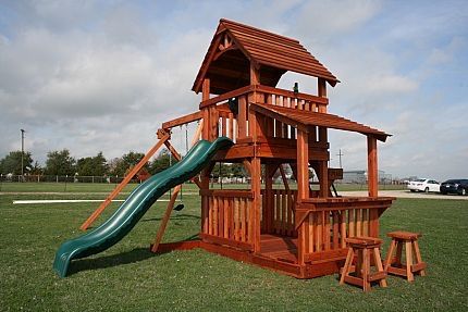 Outdoor playset / playground - slide, swings, two decks and porch/lemonade stand