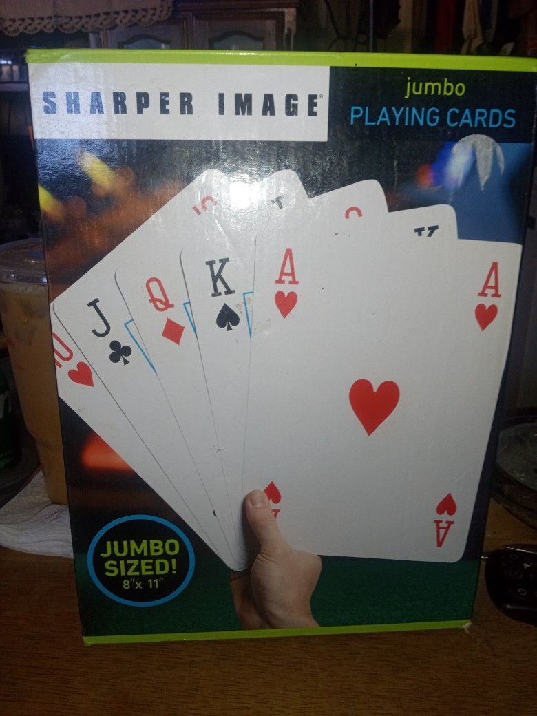 Sharper Image Jumbo Playing Cards Jumbo Sized 8" X 11" 