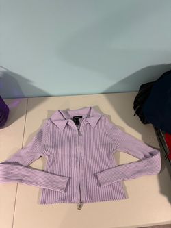 Forever 21 Lavender Ribbed Zip-Up Cardigan