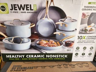 Green pan jewel pro 11 piece healthy ceramic non-stick cookware set blue