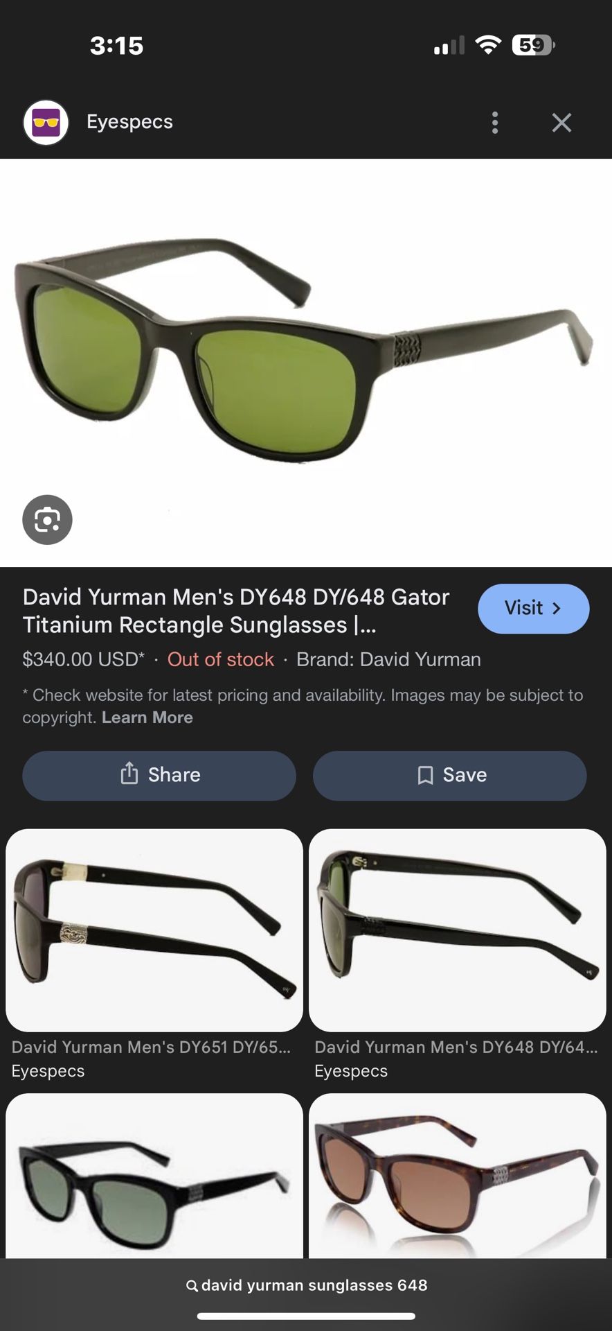 David Yurman Gator Men’s Sunglasses