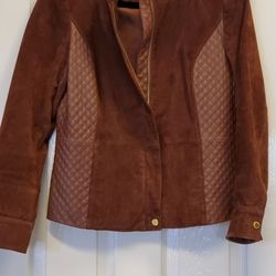 EUC Isaac Mizrahi Live Leather Suede Brown Jacket Size 6