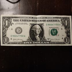 2017 US $1 Dollar Bill Thumbnail