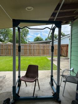 Squat rack and incline bench press.