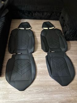 FEINEPRO Black Leather Car Seat Covers for Toyota RAV4 2019-2025