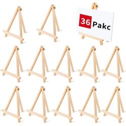 36 PCS 9 Inches Tabletop Easels, Wood Easels, Easel Stand, Tripod, Sign Holder (Natural)
