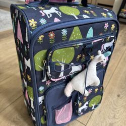 Kids rolling suitcase luggage with unicorns