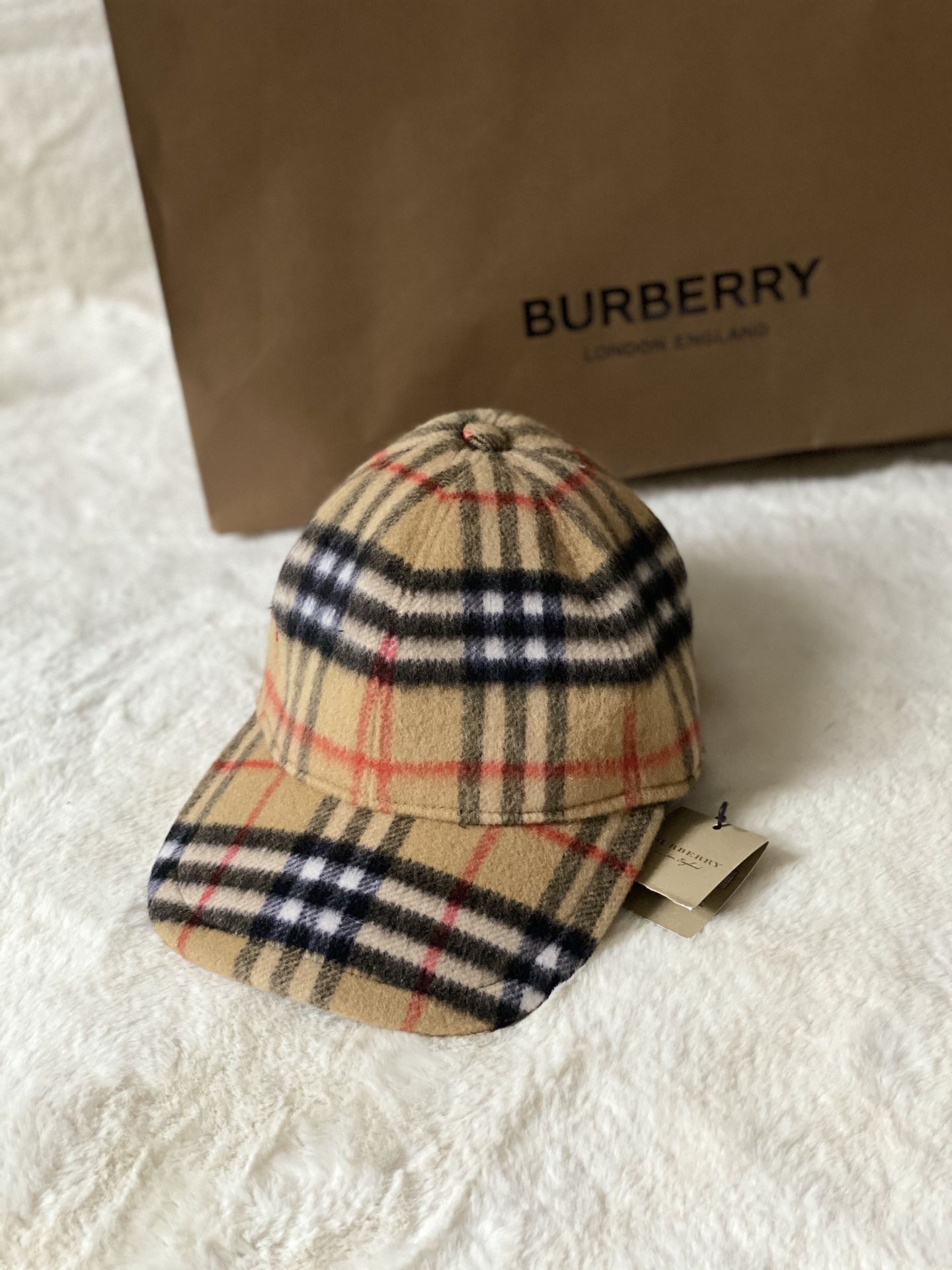 Burberry Vintage Checkered Wool Baseball Cap Size Small