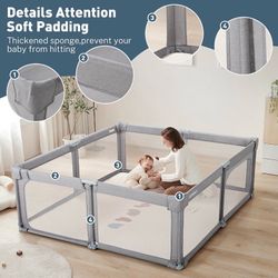 Baby Playpen Portable, Pre-Assembled Play Pen 71x79 Large Foldable Playpen for Babies and Toddlers, Sturdy and Safe Toddler Play Yard Indoor Outdoor w