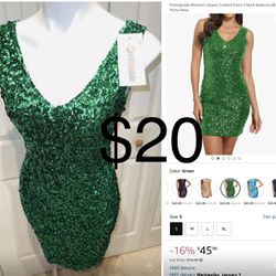 Brand New Pretty Guide Sequins Cocktail Dress perfect for Christmas 🎄 or San Patrick Day only $20 M